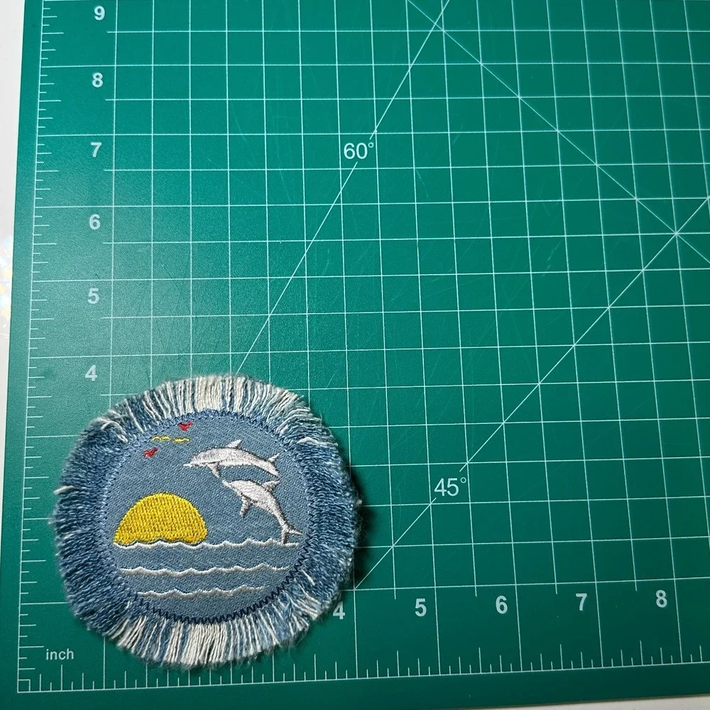 Dolphin Sunset Embroidered Iron on Patch Applique‎ Iron On Sew On Coastal Ocean